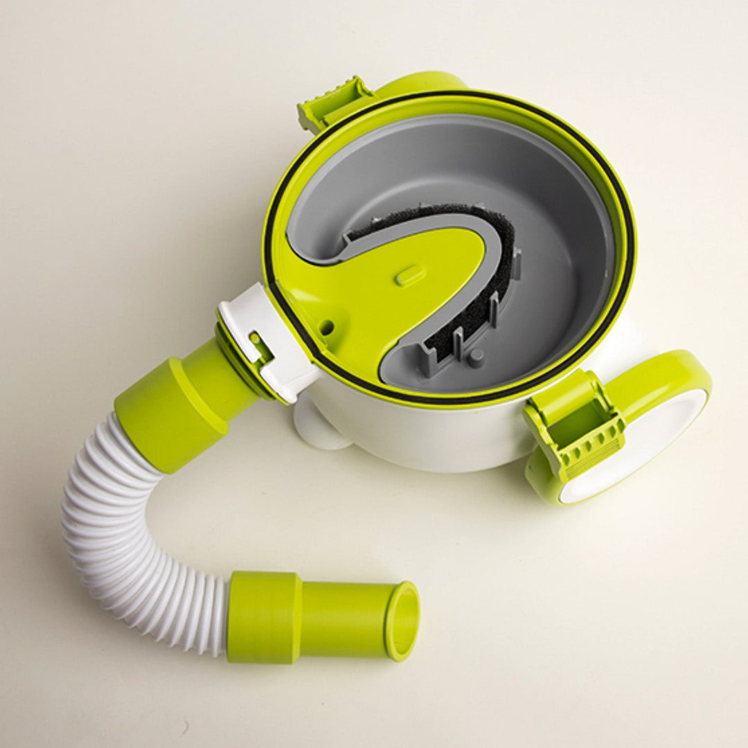 The Pick-Up Bricks lego vacuum is a portable easy-to-use device that sucks up lego and other small toys. With the collection basket removed, you can see the dirt and dust collection basket that is also removable for easy cleanup. Even the black foam dust filter can be removed for periodic cleaning.